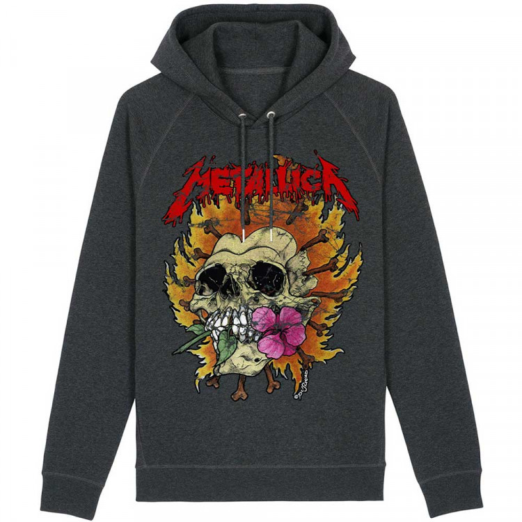 Metallica Hoodie Flower Skull